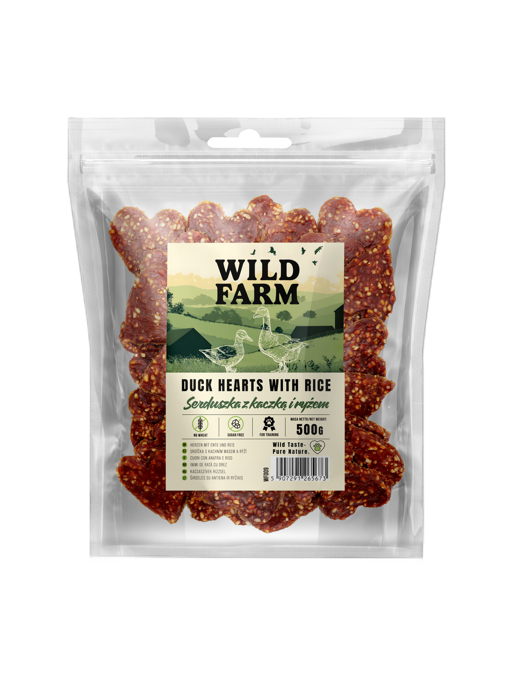 WILD FARM Serduszka z kaczką i ryżem 500g przysmak dla psa