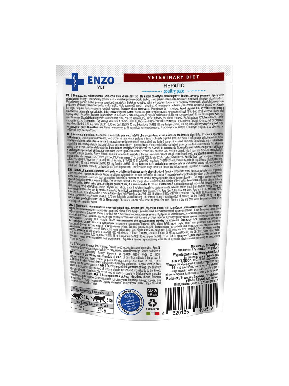 ENZO VET Hepatic drób-pasztet dla kotów 100g