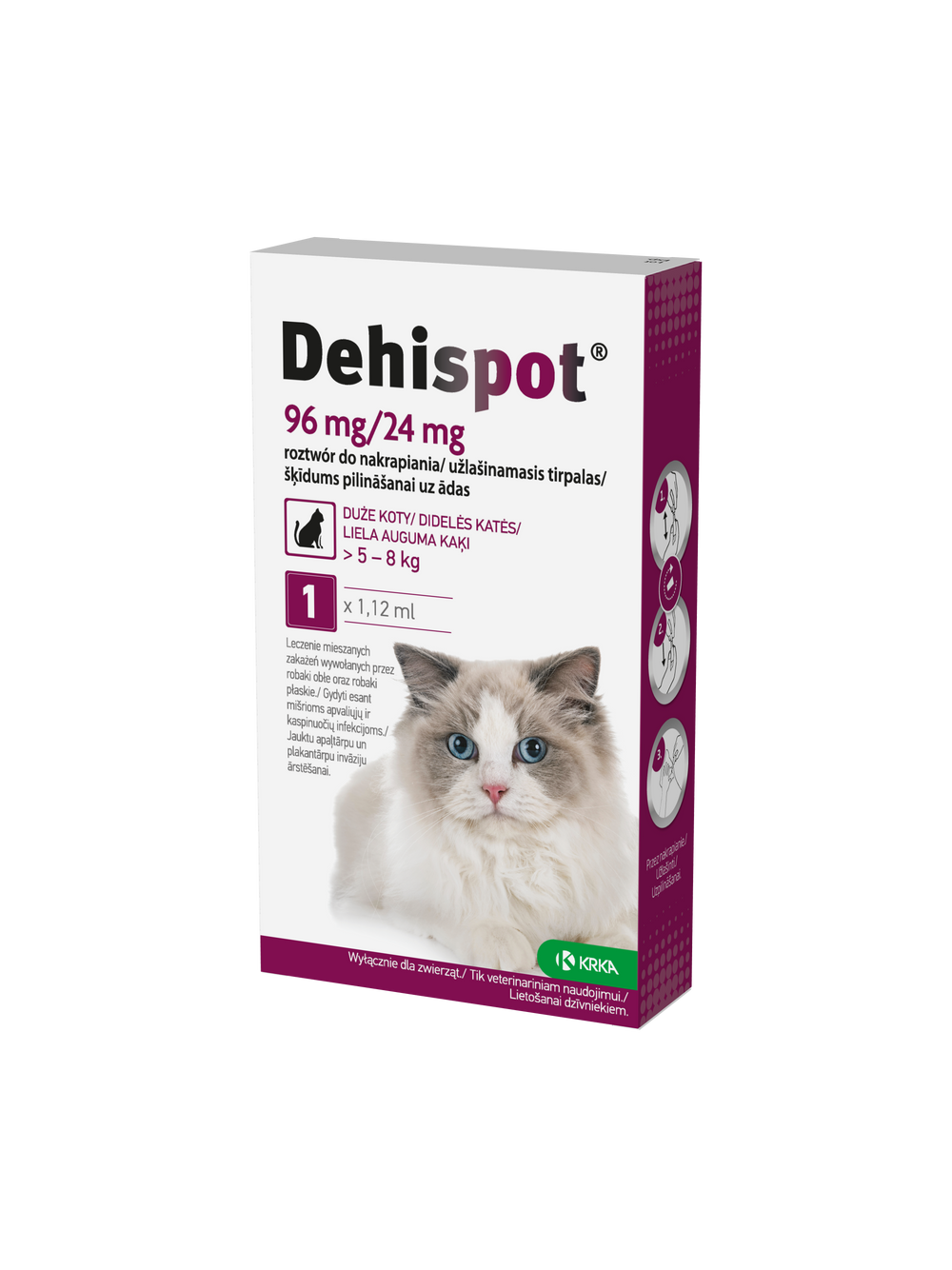 KRKA Dehispot 96 mg/24 mg roztwór do nakrapiania dla dużych kotów
