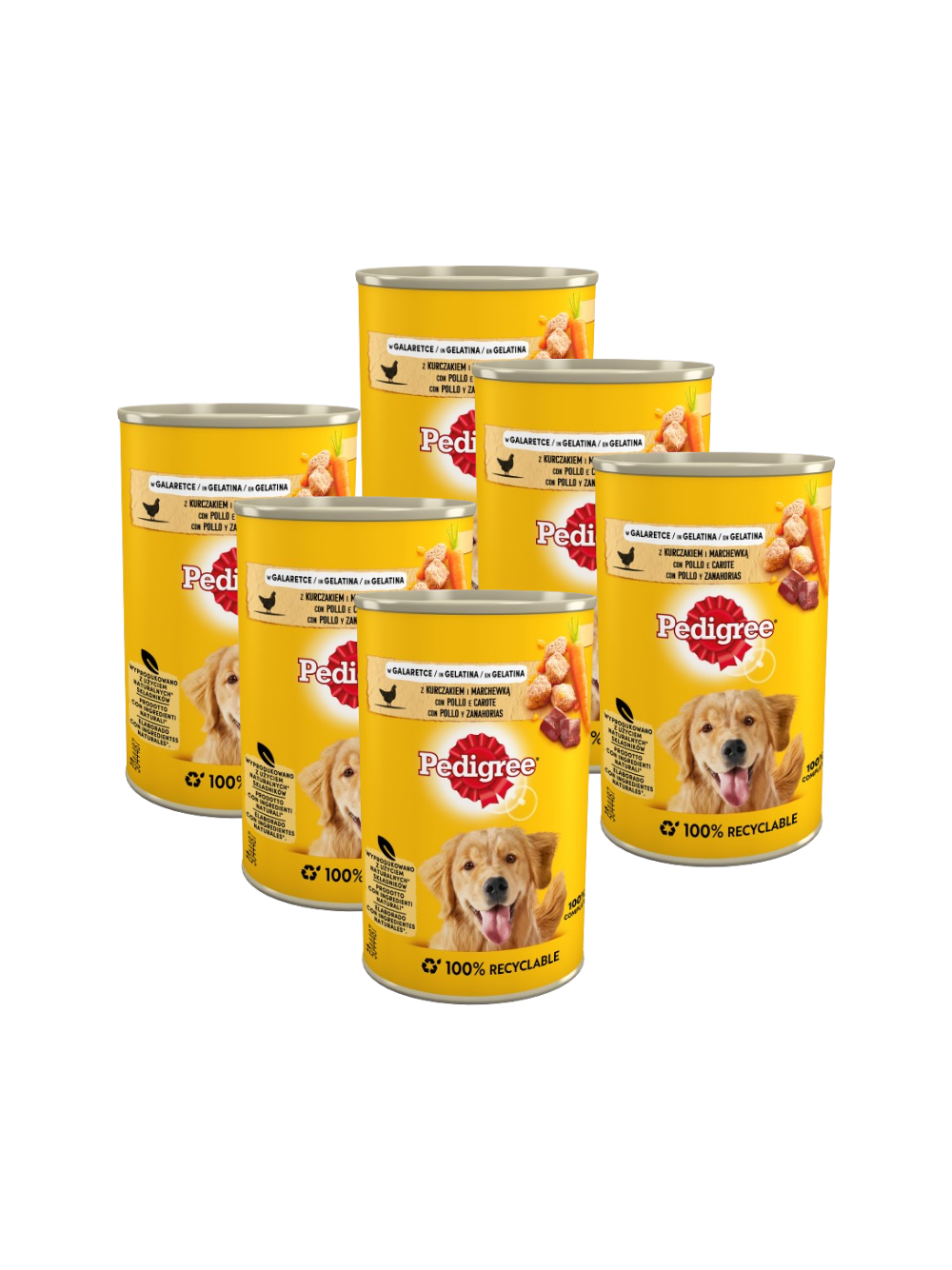 PEDIGREE Adult puszka 6x400g - mokra karma pełnoporcjowa dla dorosłych psów, z kurczakiem i marchewką w galaretce