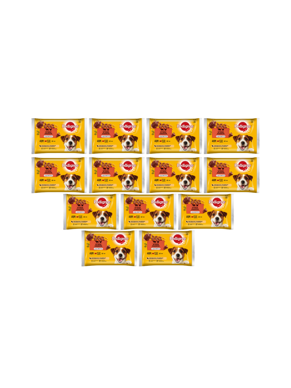 PEDIGREE Adult saszetka 13x(4x100g) - Wybór Smaków w Galaretce, mokra karma pełnoporcjowa w galaretce dla dorosłych psów (kawałki bogate w mieszankę wołowiny i wątróbki oraz kawałki bogate w drób)