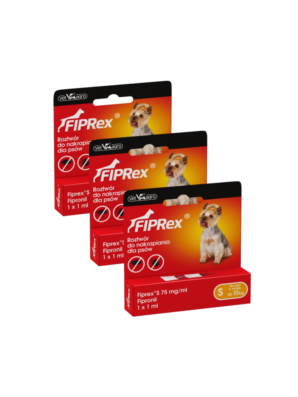 Fiprex S, 75 mg/ml, roztwór do nakrapiania dla psów (3szt)