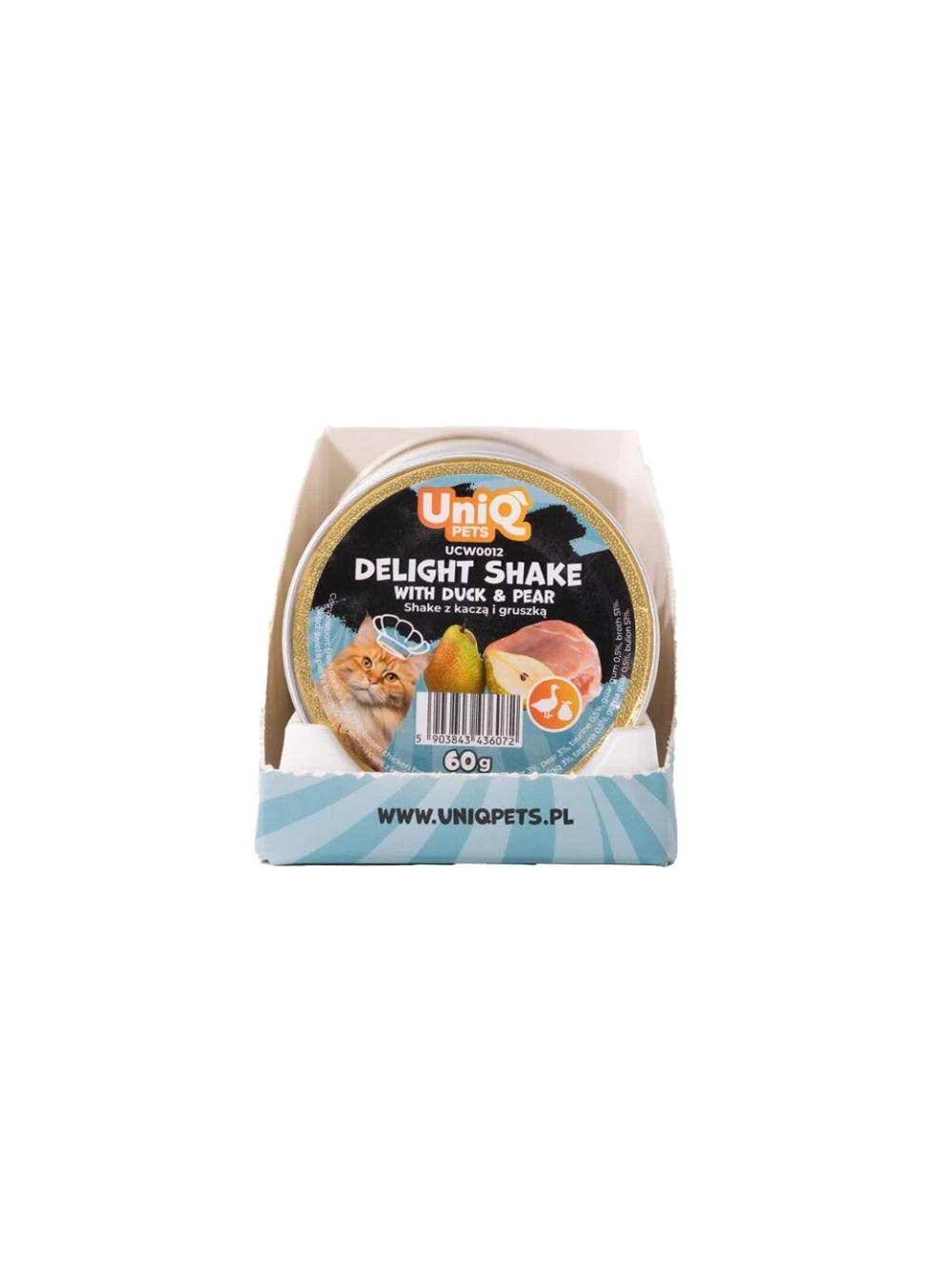 UNIQ PETS KARMA MOKRA DLA KOTA FRUITY SH AKE 60 g x 6 szt. tacek. kremowy shake z kaczką i gruszką