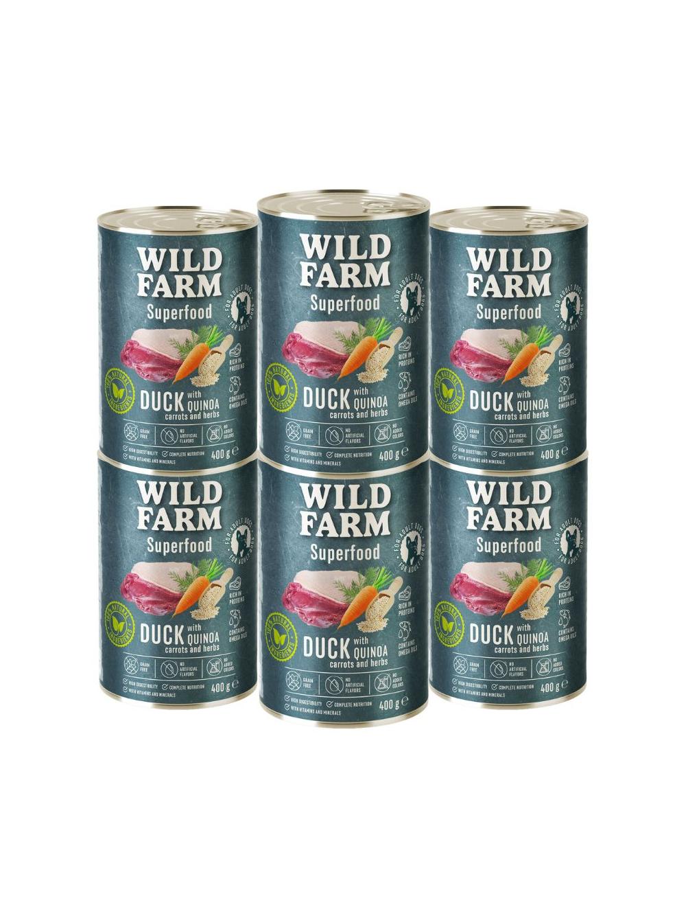 WILD FARM Superfood Duck 6x400g bezzbożowa karma dla psa