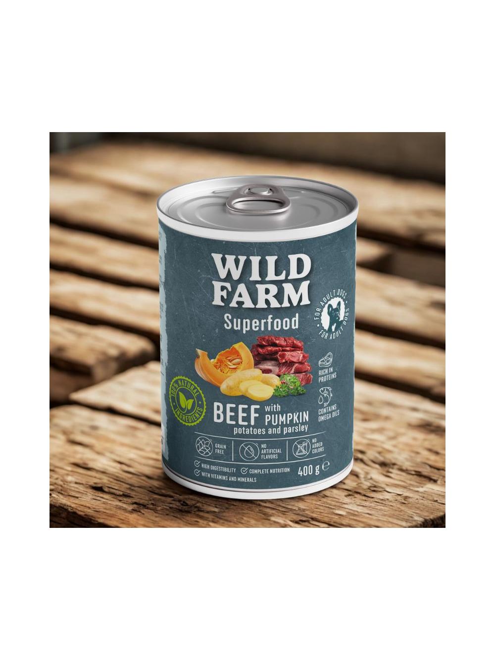 WILD FARM Superfood Beef 400g bezzbożowa karma dla psa
