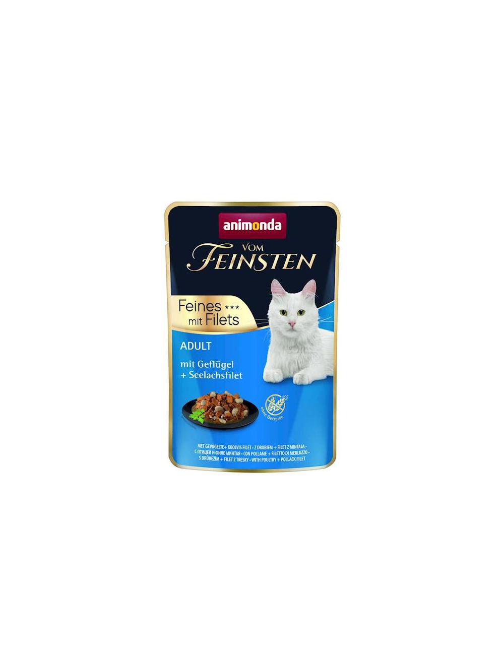 ANIMONDA Cat Vom Feinsten Adult  Drób + filet z mintaja saszetka 18x85g