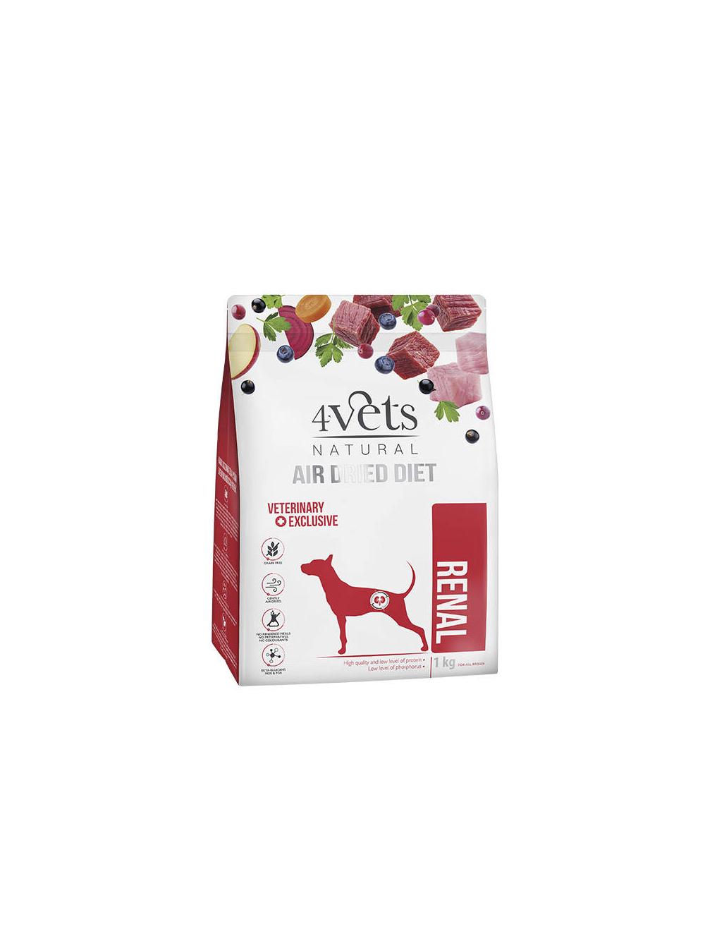 4Vets Natural Zestaw Renal karma suszona 1kg + karma mokra 6x400g