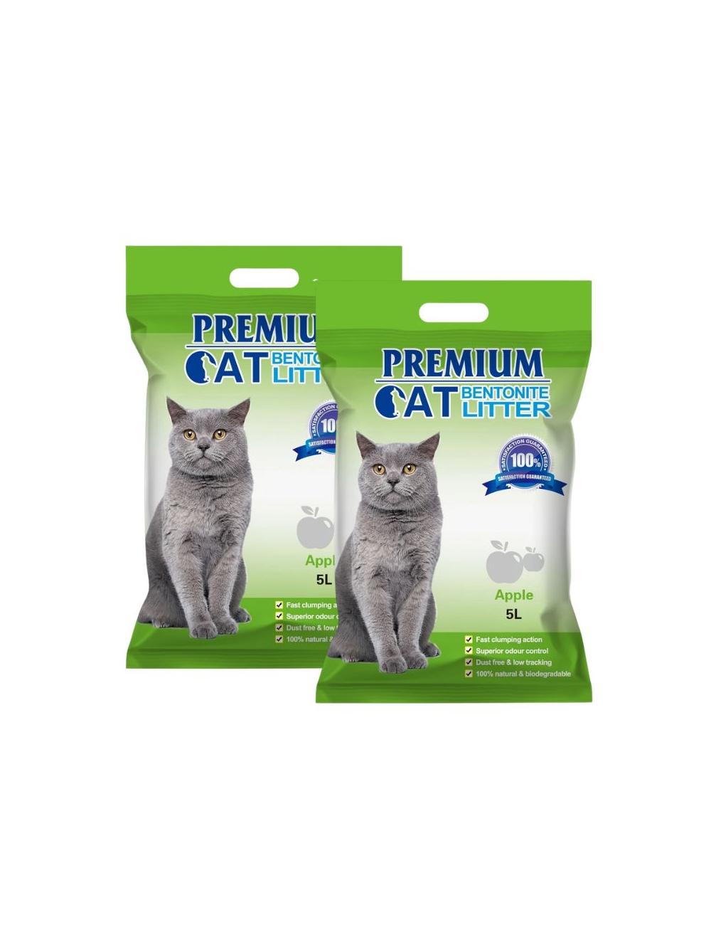 Premium Cat Żwirek Bentonitowy Zbrylający - Jabłkowy dla kota 2x5L