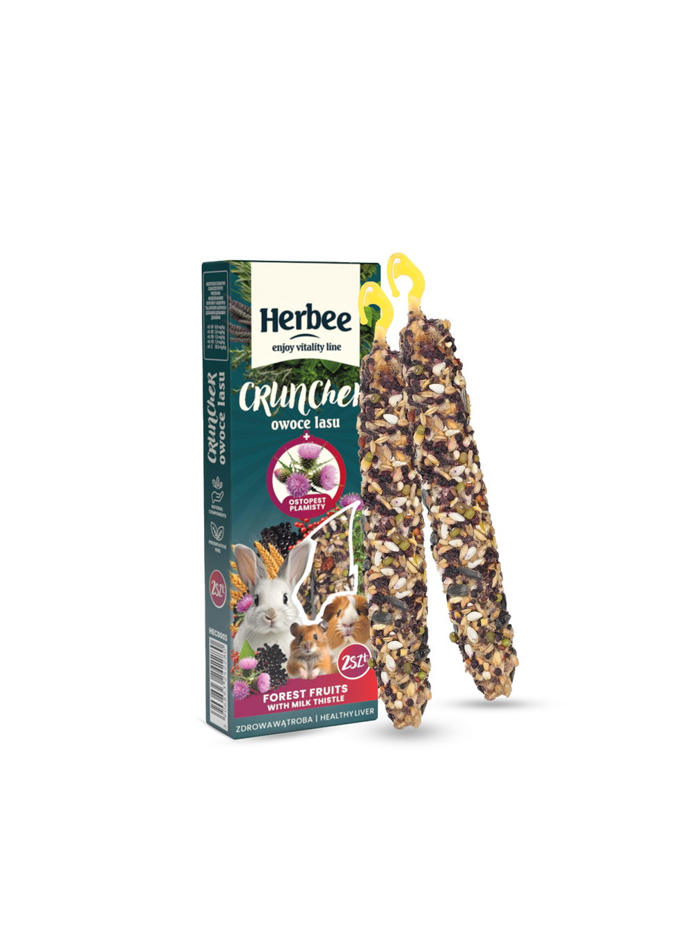 HERBEE cruncher dla gryzoni i królików 115g owoce lasu i ostropestem plamistym