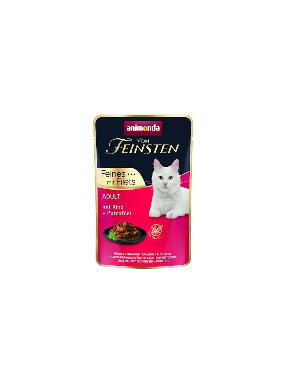 ANIMONDA Cat Vom Feinsten Adult Wołowina + filet z indyka saszetka 85g
