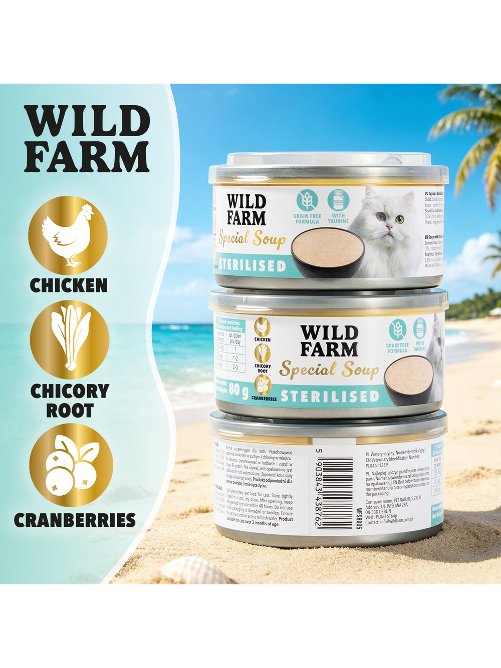 WILD FARM Special Soup 6x80g Sterilised – aromatyczna zupka - wsparcie prawidłowego nawodnienia
