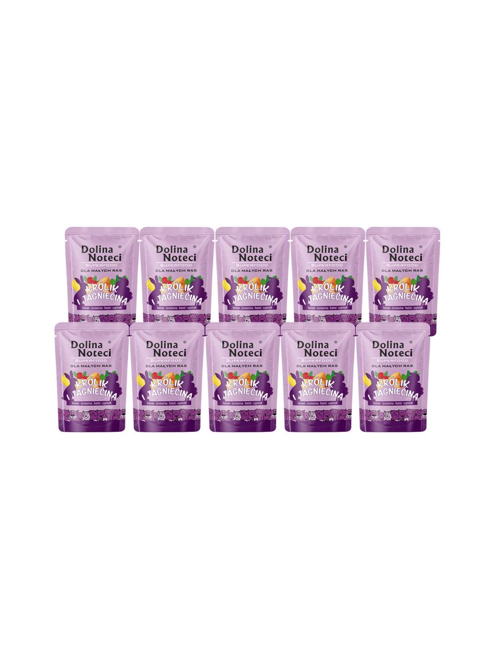 Dolina Noteci Superfood Karma mokra dla psów małych ras królik i jagnięcina 10x100 g