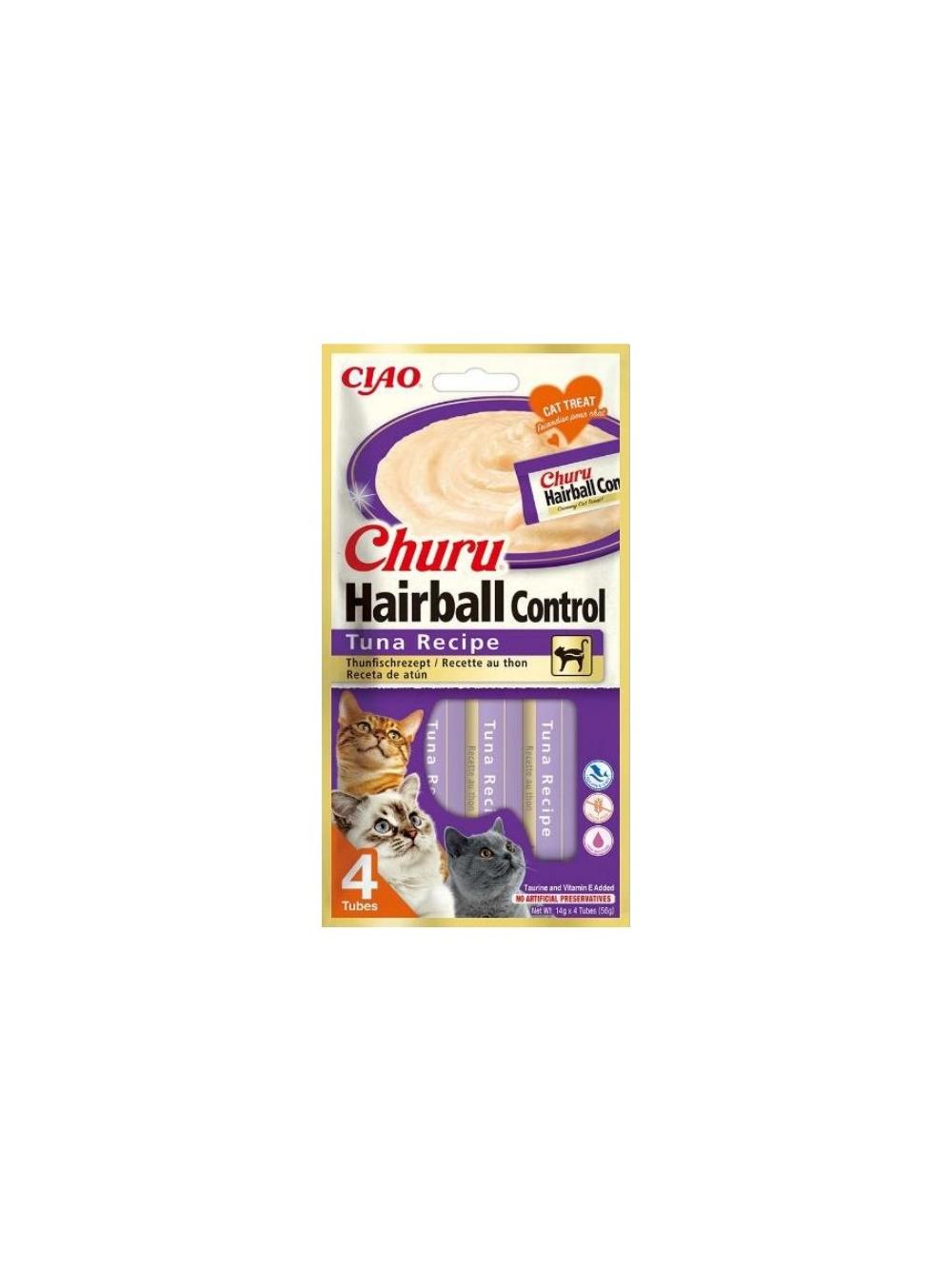 INABA  Churu Hairball przysmak dla kota o smaku tuńczyka 4x14g