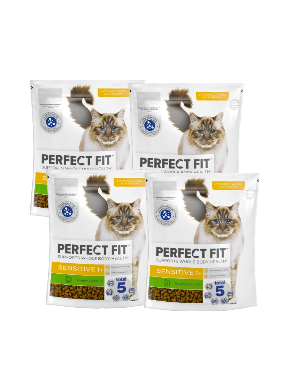 PERFECT FIT (Sensitive 1+) 4x750g Bogaty w indyka - sucha karma dla kota z wrażliwym układem trawiennym