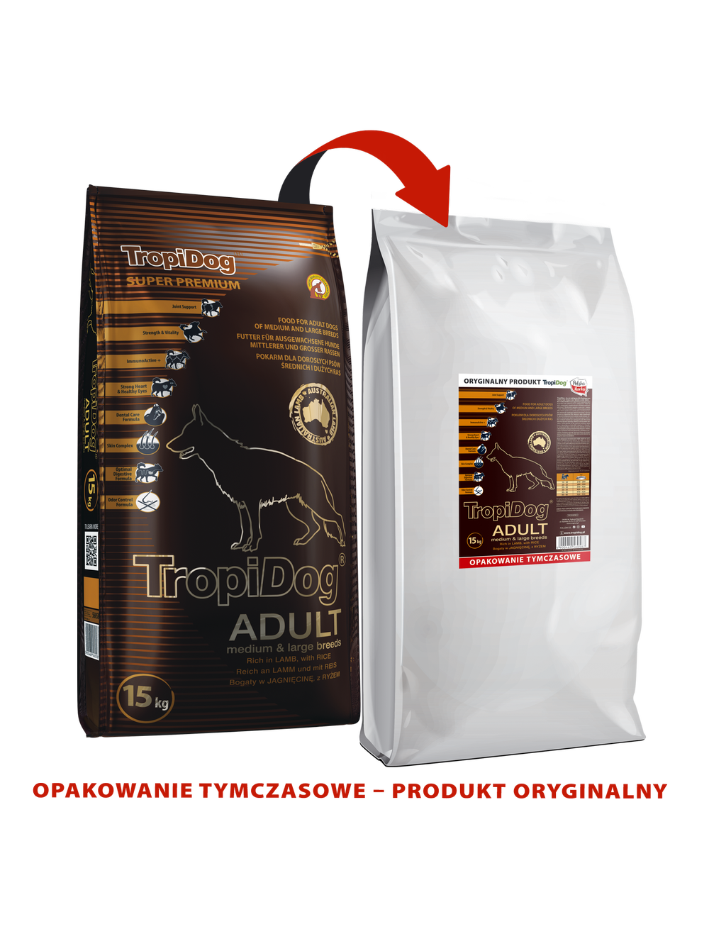TROPIDOG Super Premium adult medium & large breed jagnięcina z ryżem 15kg