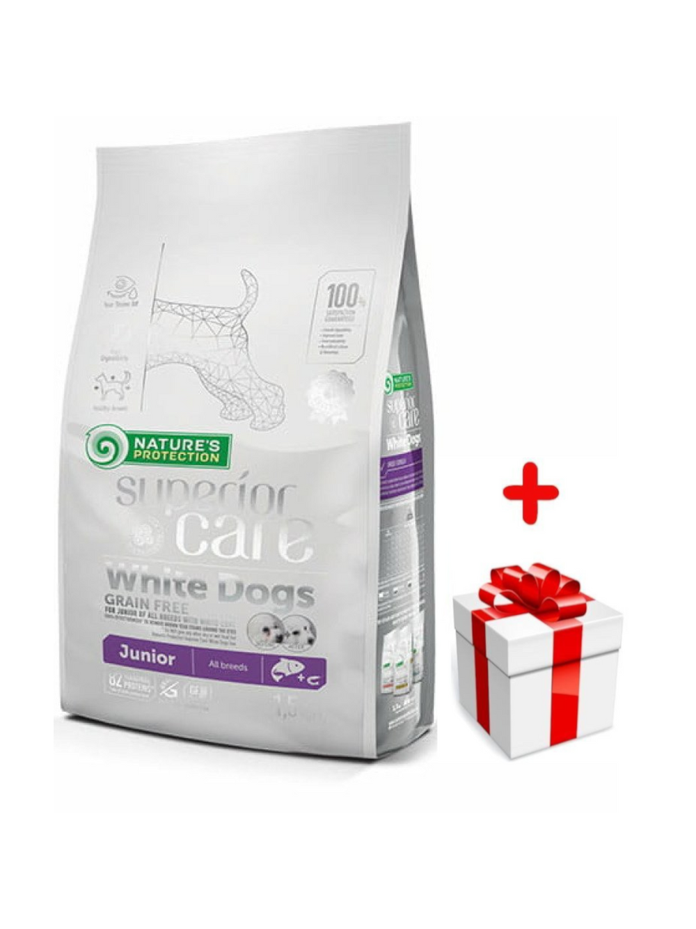NATURES PROTECTION Superior Care Grain Free White Dog Junior All Breeds 1,5kg + niespodzianka dla psa GRATIS!