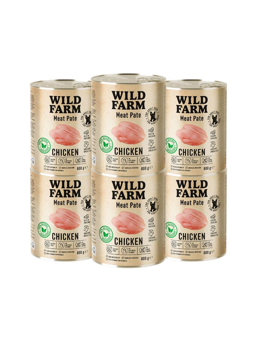 WILD FARM Pate Chicken 6x800g bezglutenowa karma dla psa