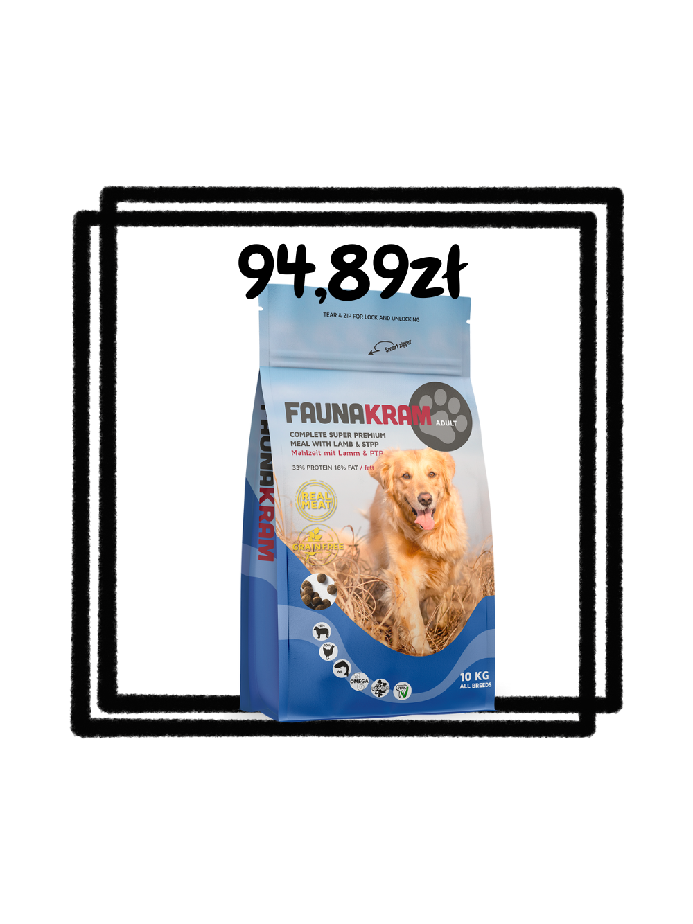 Faunakram Complete Super Premium Grain Free sucha karma dla psów z jagnięciną i kurczakiem 10kg