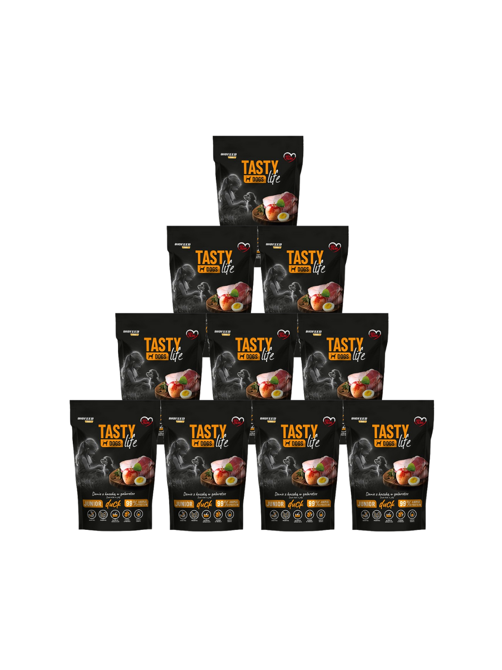 Tasty Dogs Life Junior Danie z kaczką w galaretce 10x500g