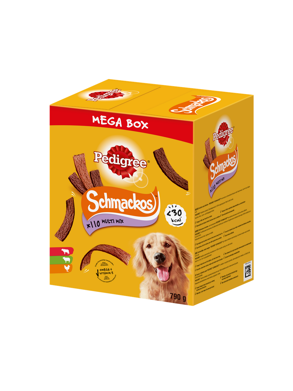PEDIGREE® Mega Box SchmackosTM – karma uzupełniająca dla dorosłych psów (o smaku Wołowiny, Jagnięciny i Drobiu) – 790g