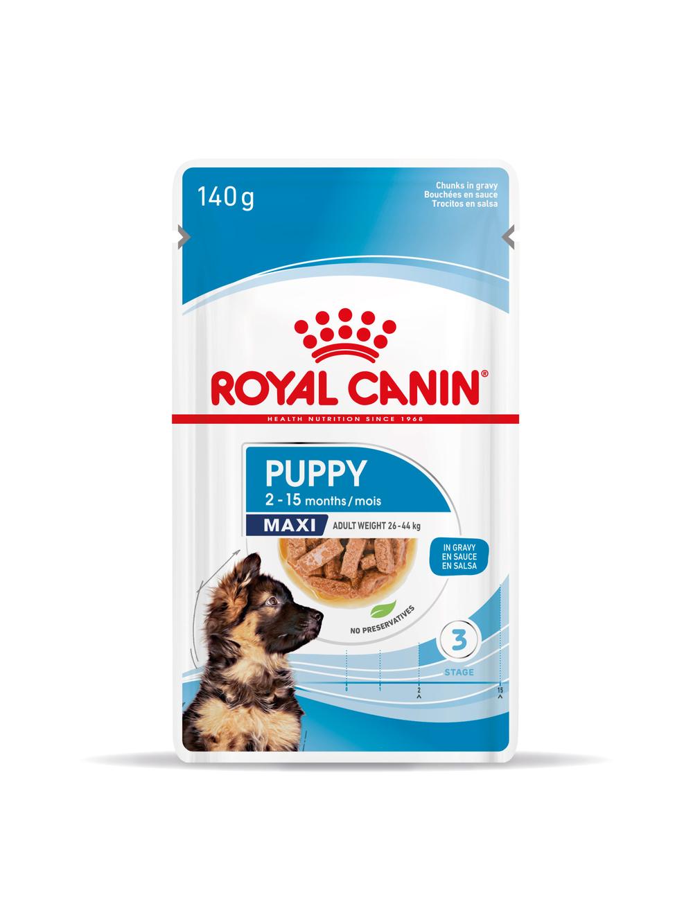 ROYAL CANIN Maxi Puppy 10x140g karma mokra w sosie dla szczeniąt do 15 miesiąca życia,  ras dużych