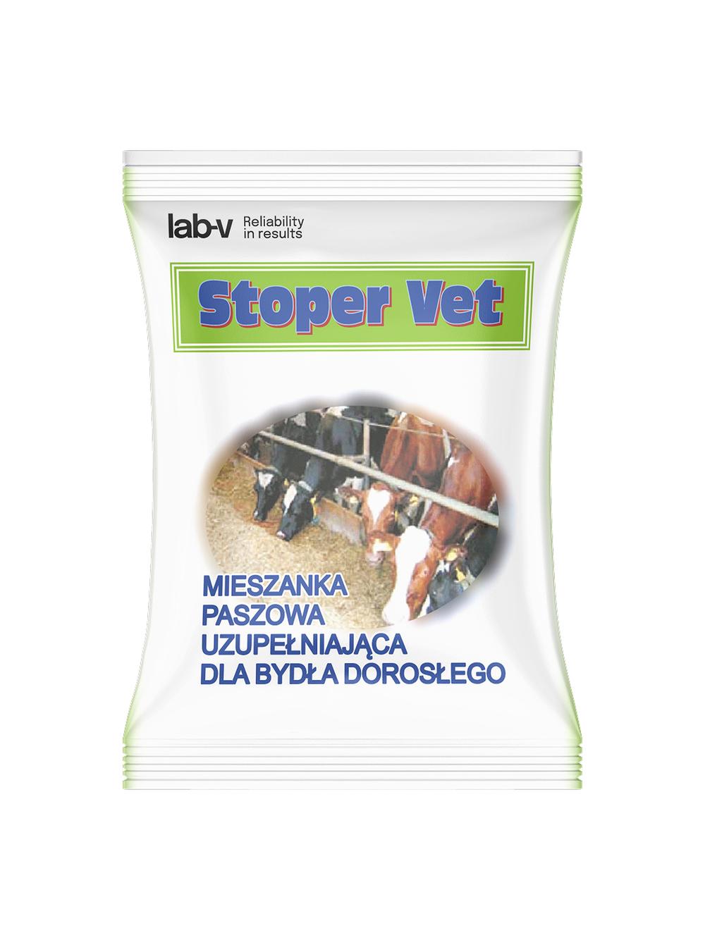 Lab-v Stoper Vet - Mieszanka Paszowa Uzupełniająca Na Ustabilizowanie Funkcjonowania Przewodu Pokarmowego Dla Bydła Dorosłego 110g