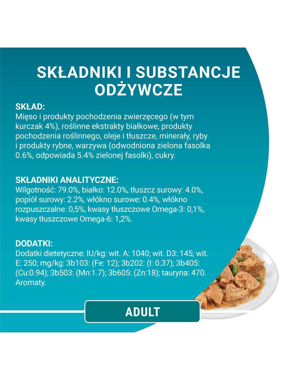 Purina One Adult Karma dla kotów z kurczakiem i zieloną fasolką 26x85 g