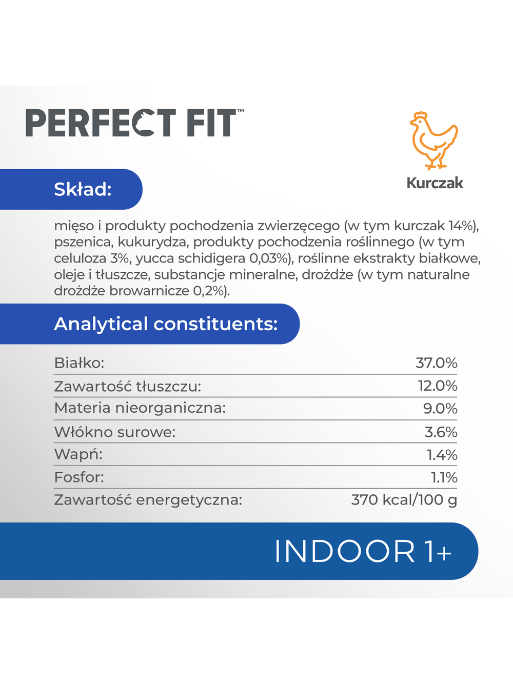 Perfect Fit™ - sucha karma pełnoporcjowa dla dorosłych kotów niewychodzących, bogata w kurczaka 7kg
