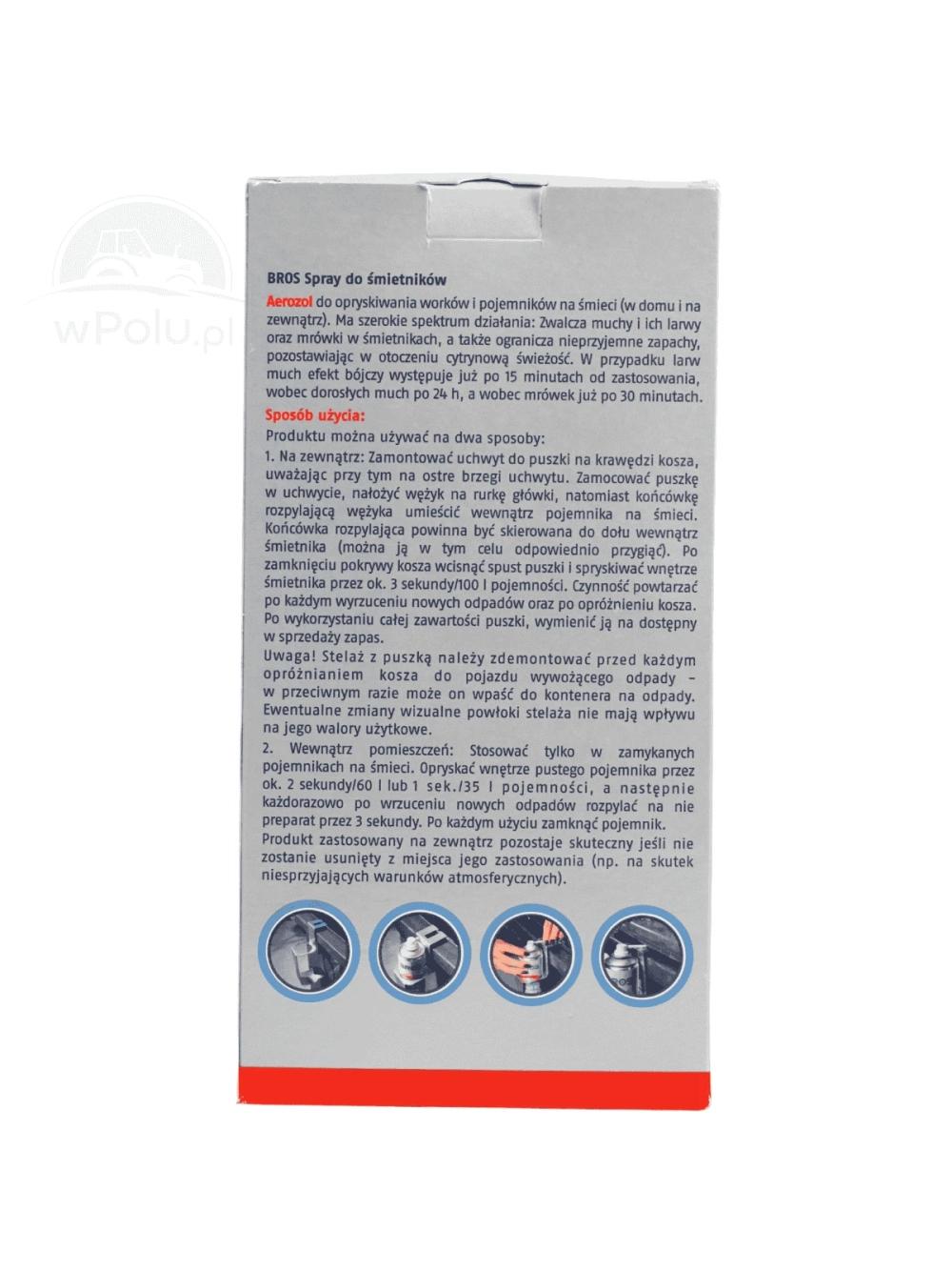 BROS - Spray do śmietników – zestaw z uchwytem 400ml