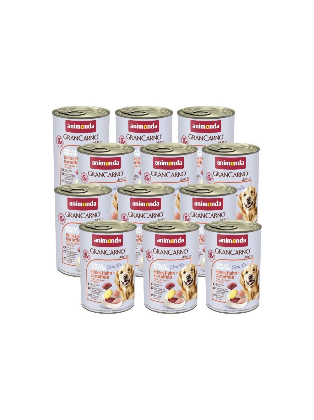 ANIMONDA GranCarno Sensitiv  Adult Dog smak: Kurczak + ziemniaki  12x400g