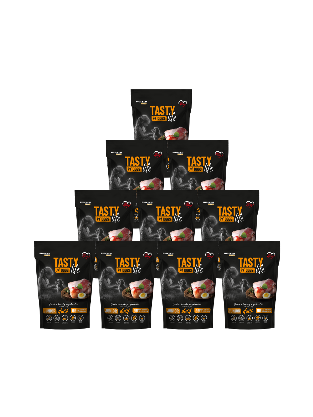 Tasty Dogs Life Junior Danie z kaczką w galaretce 10x150g
