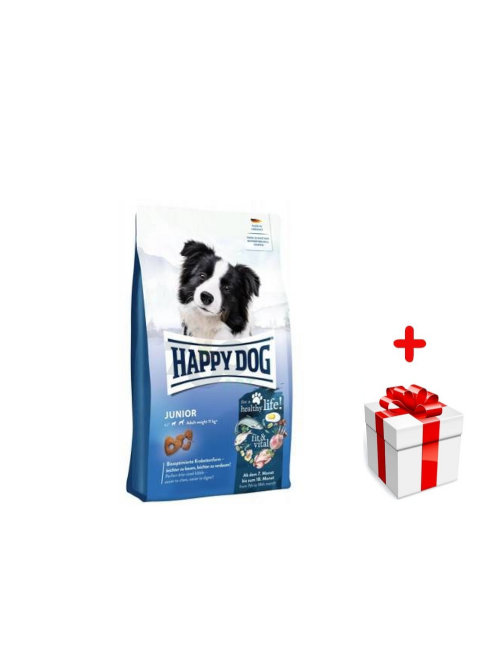 HAPPY DOG FitVital Junior, sucha karma, dla szczeniąt, 7-18 miesięcy, 10 kg + niespodzianka dla psa GRATIS!