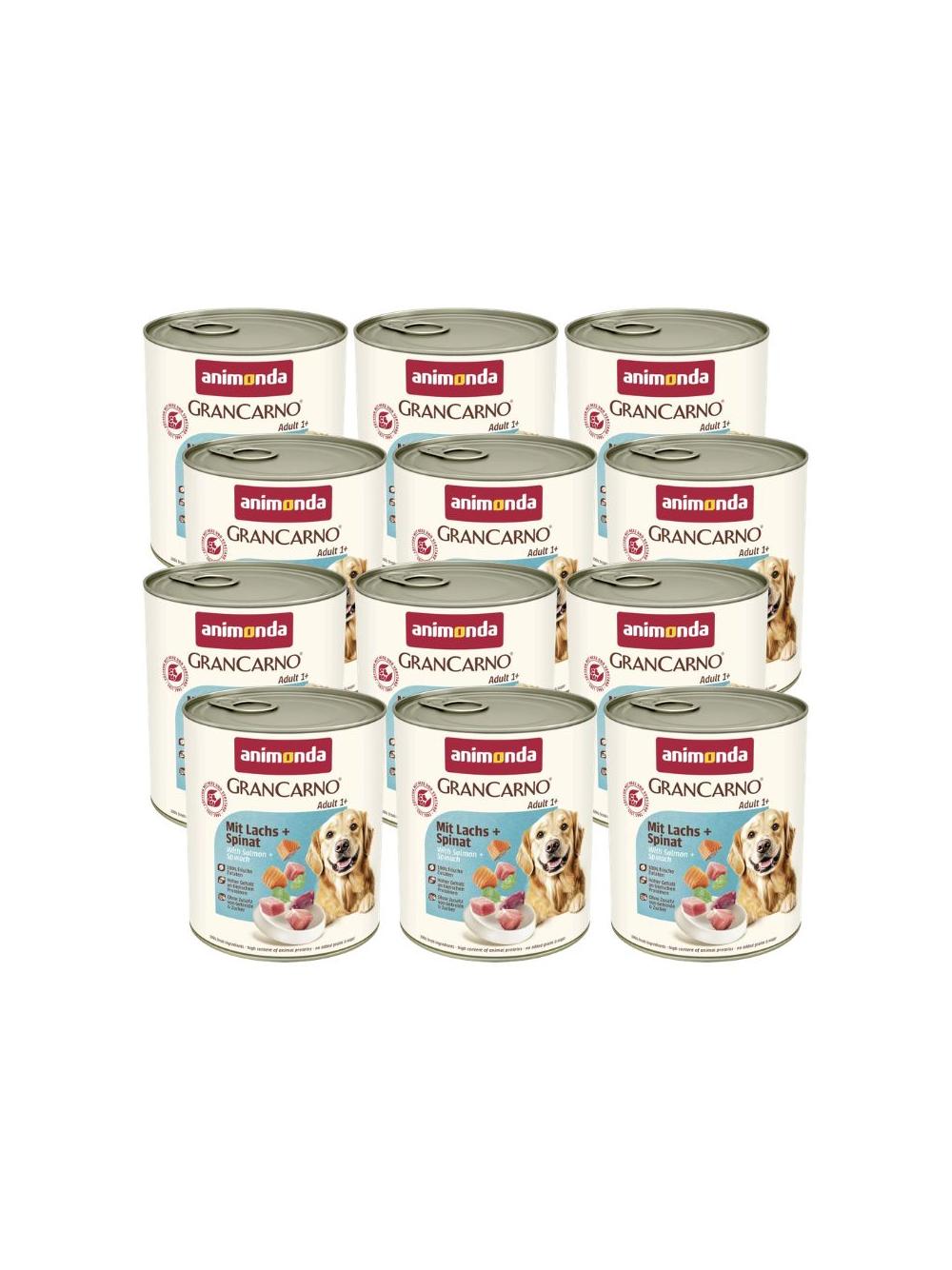 ANIMONDA GranCarno Adult Dog smak: Łosoś + szpinak 12x800g