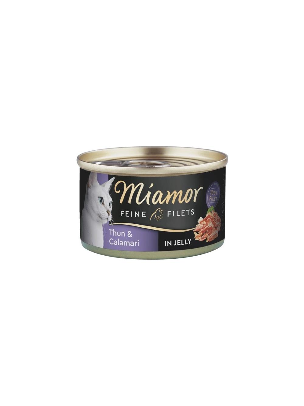 Miamor Feine Filets w galaretce - mokra karma dla kota z tuńczykiem i kalmarem 100g puszka
