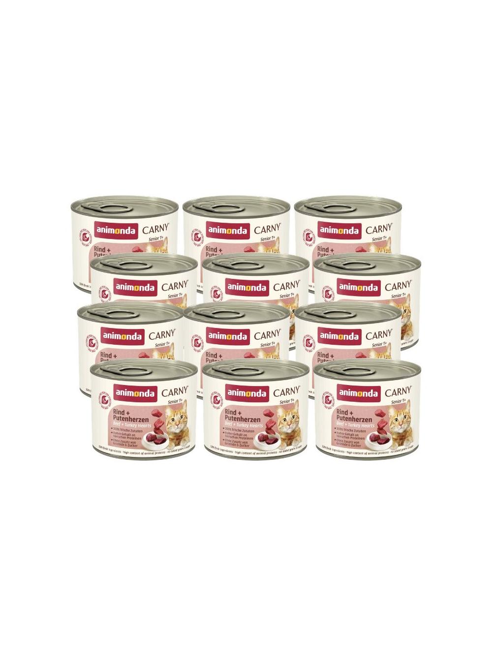 ANIMONDA Cat Carny Senior smak: wołowina i serca indyka 12 x 200g