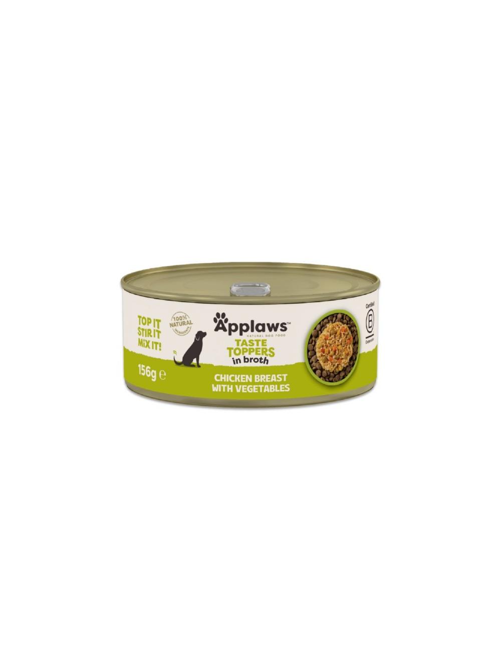 Applaws Taste Toppers Naturalna Mokra Karma dla Psów Kurczak Z Dynią Marchewką I Groszkiem W Bulionie 156g Puszka