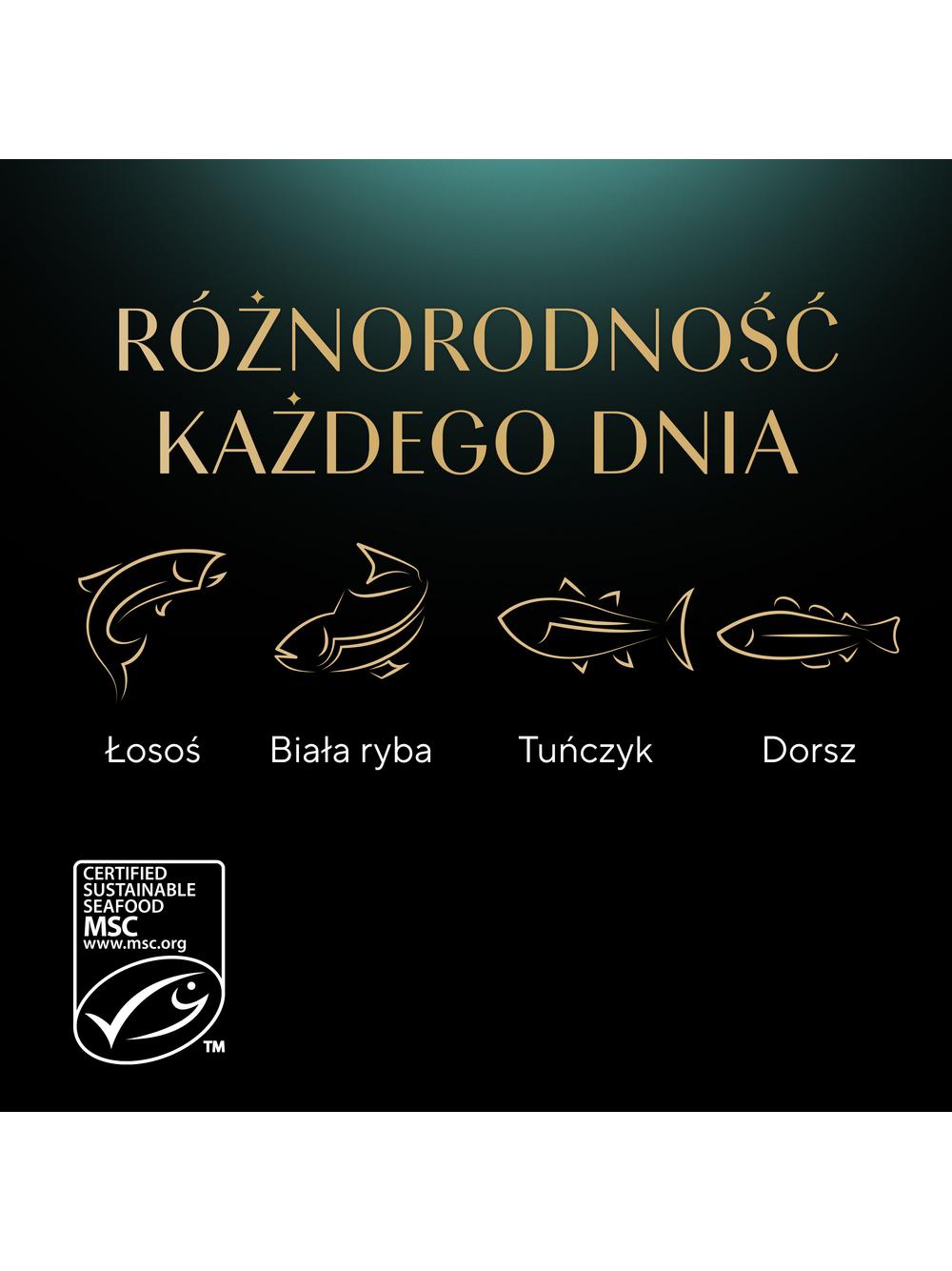 SHEBA Sauce Collection Rybne Smaki saszetki 40x85 g – mokra karma pełnoporcjowa dla dorosłych kotów, w sosie