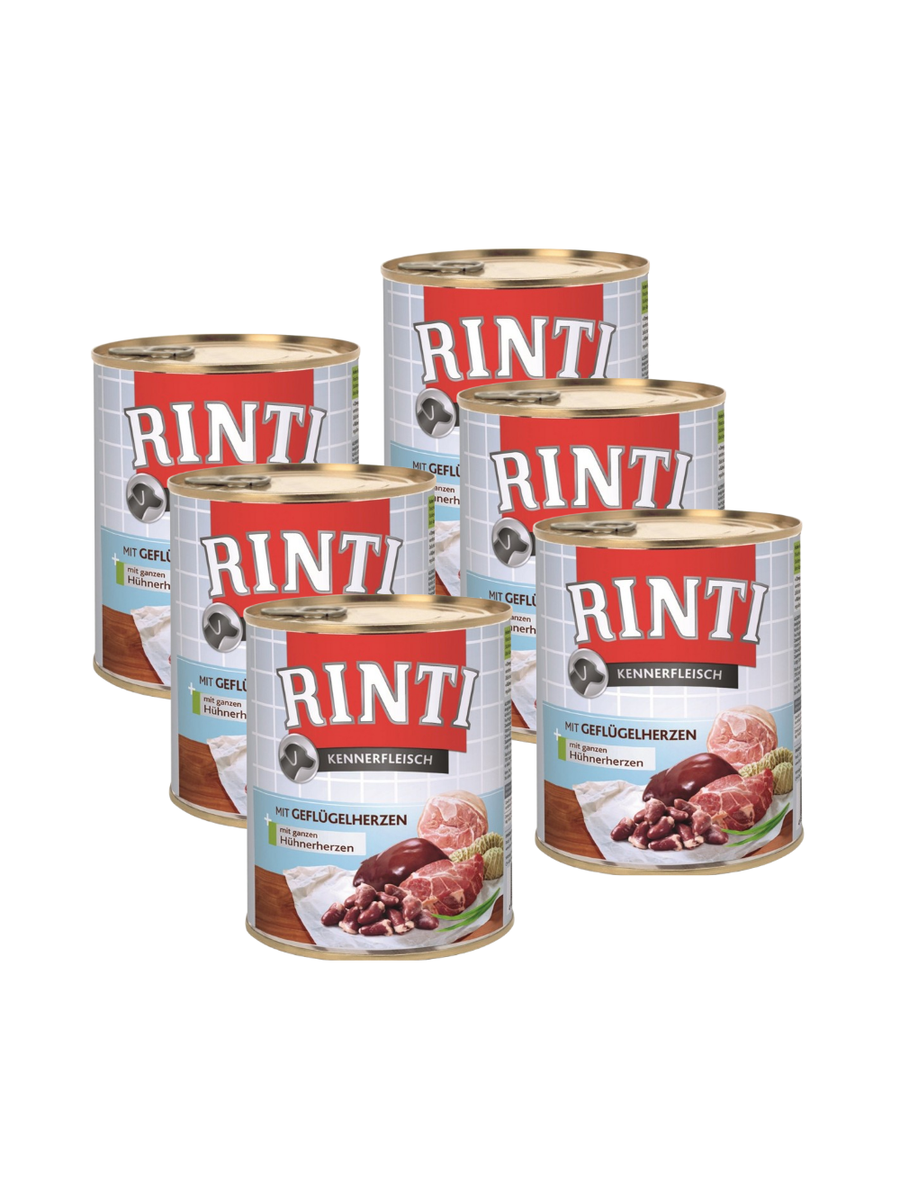 Rinti Kennerfleisch Geflugelherzen karma mokra dla psa - serca drobiowe 6x800g