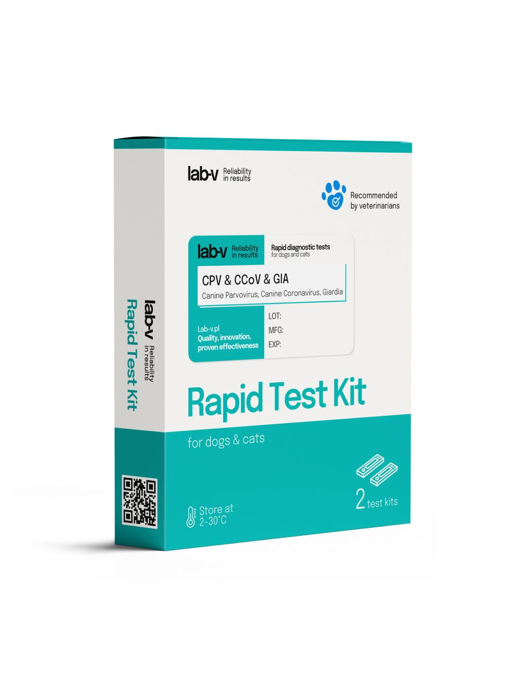 Lab-v Antygen CPV & CCV & GIA – Szybki test diagnostyczny dla psów 2 szt.