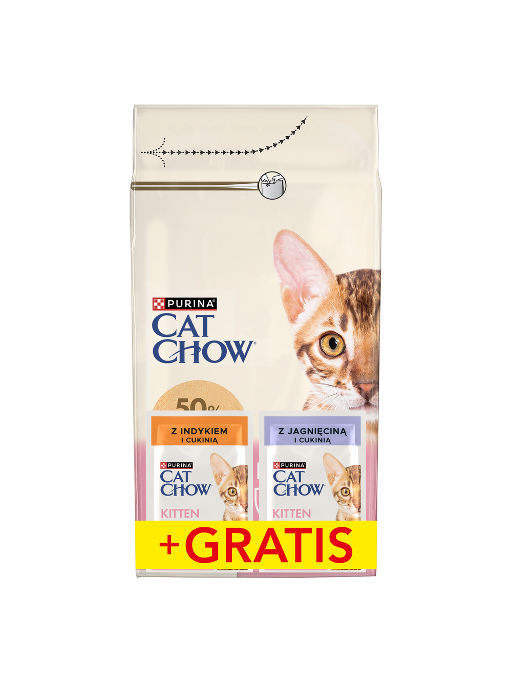 PURINA Cat Chow Kitten Karma bogata w kurczaka 1,5kg + 2 saszetki GRATIS