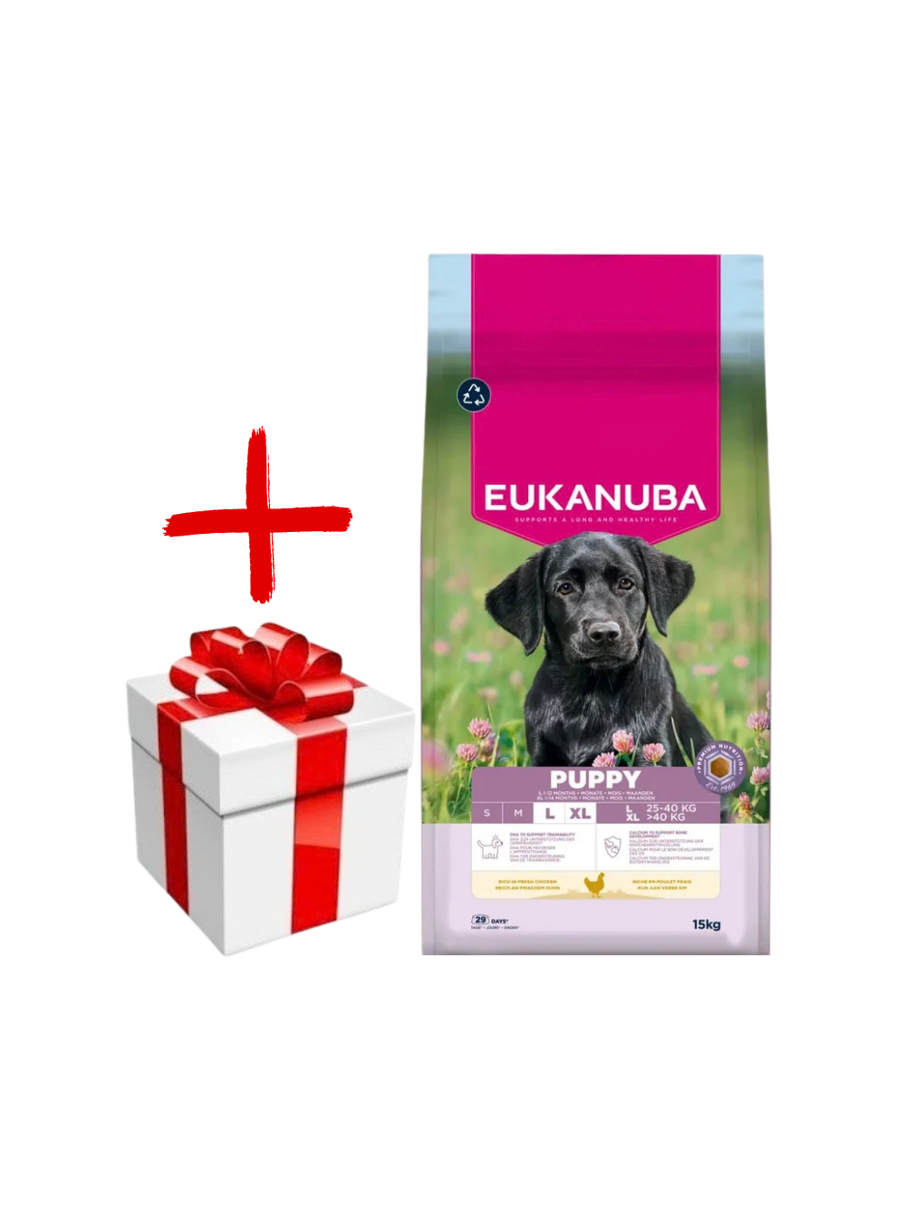 Eukanuba puppy&junior large breed 15kg +  niespodzianka dla psa GRATIS!
