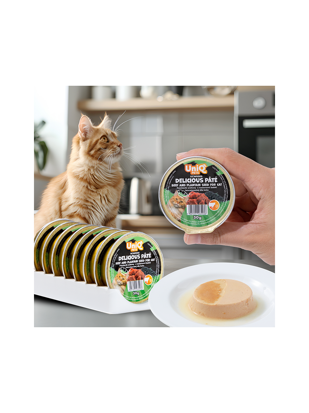 UNIQ PETS KARMA MOKRA DLA KOTA ROYAL BEEF pasztecik wołowy z nasionami babki lancetowatej 30 g x 8 szt