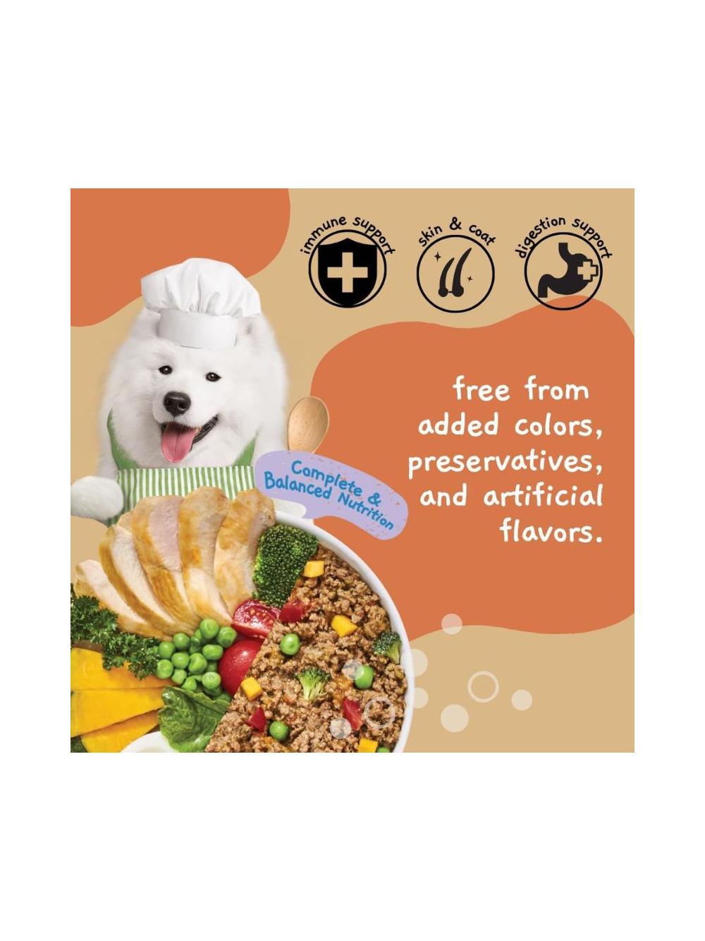 MOOCHIE HOME COOKED Beauty Skin & Coat - Chicken, Pumpkin & Tomato 255g dla psa (przepis z kurczakiem, dynią i pomidorami)