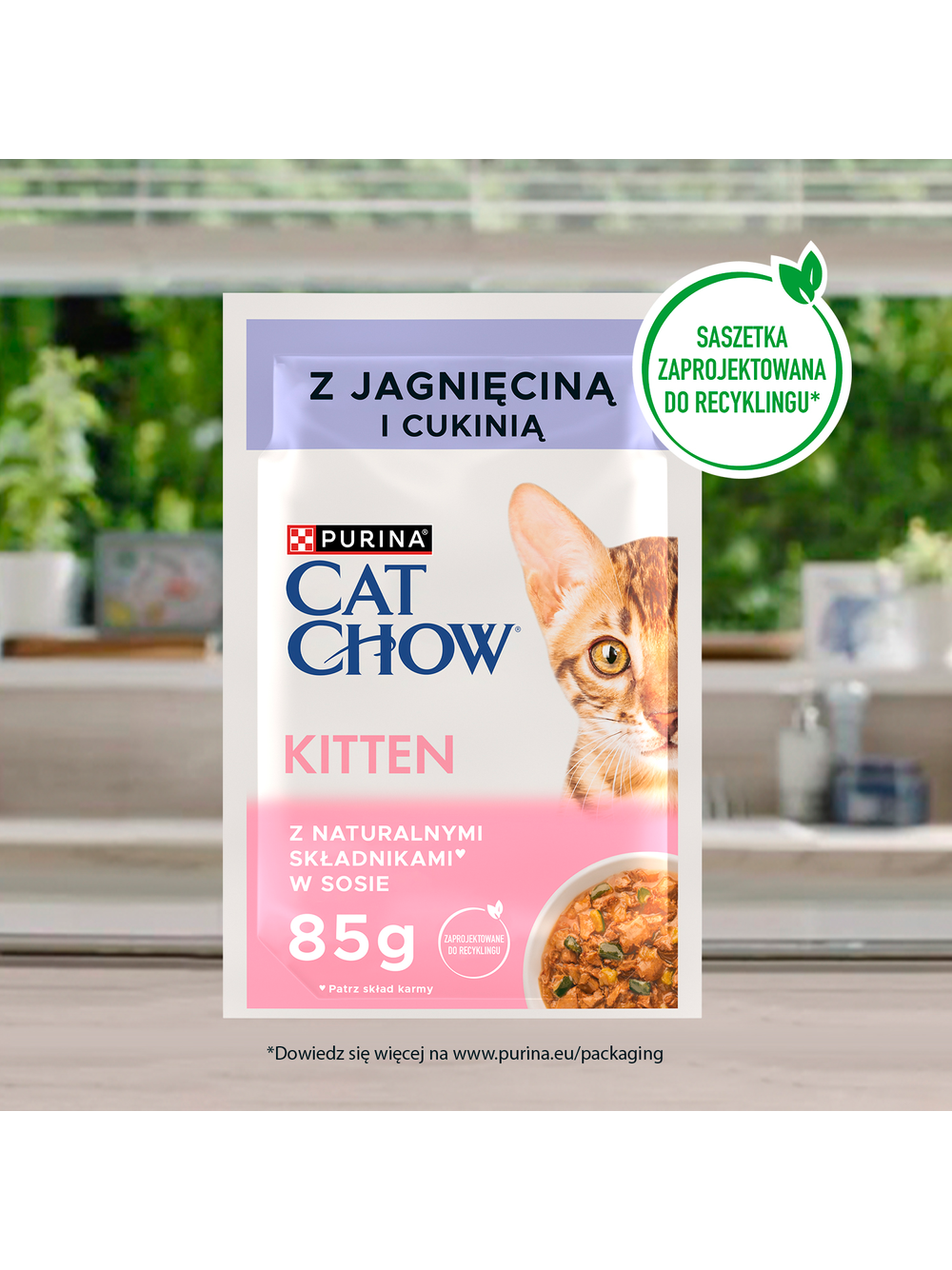 CAT CHOW Kitten Karma dla kociąt z jagnięciną i cukinią w sosie 10x85g