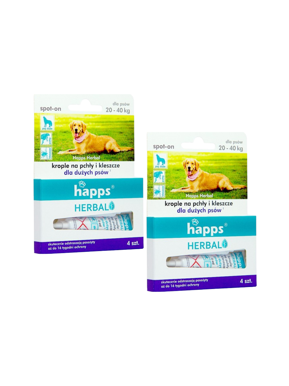 HAPPS Herbal - krople na pchły i kleszcze dla dużych psów  20-40kg (2opakowania)