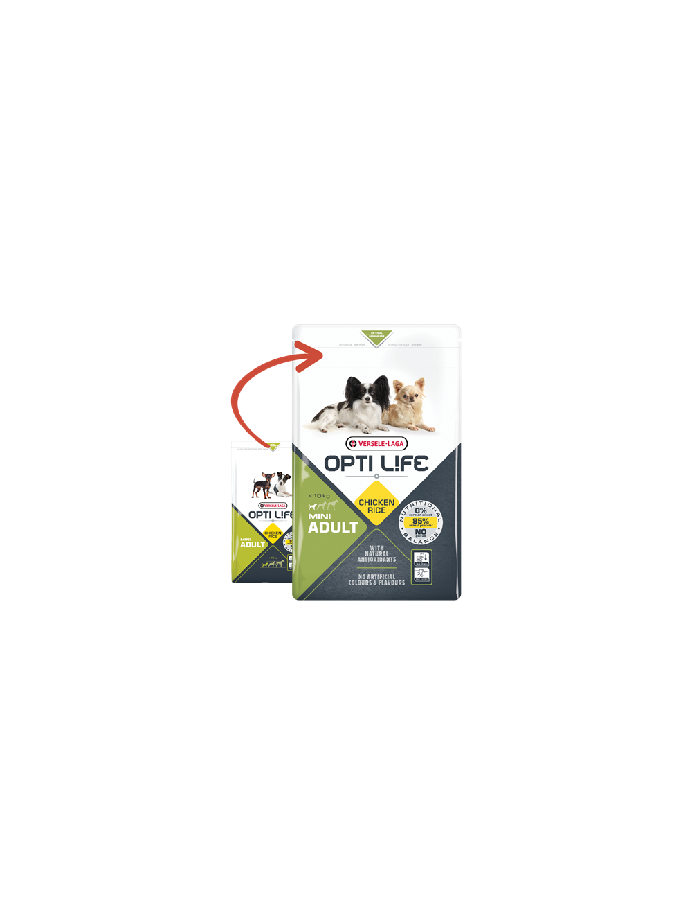 VERSELE-LAGA Opti Life Adult Mini 7,5kg - z kurczakiem - dla małych ras + niespodzianka dla psa GRATIS!
