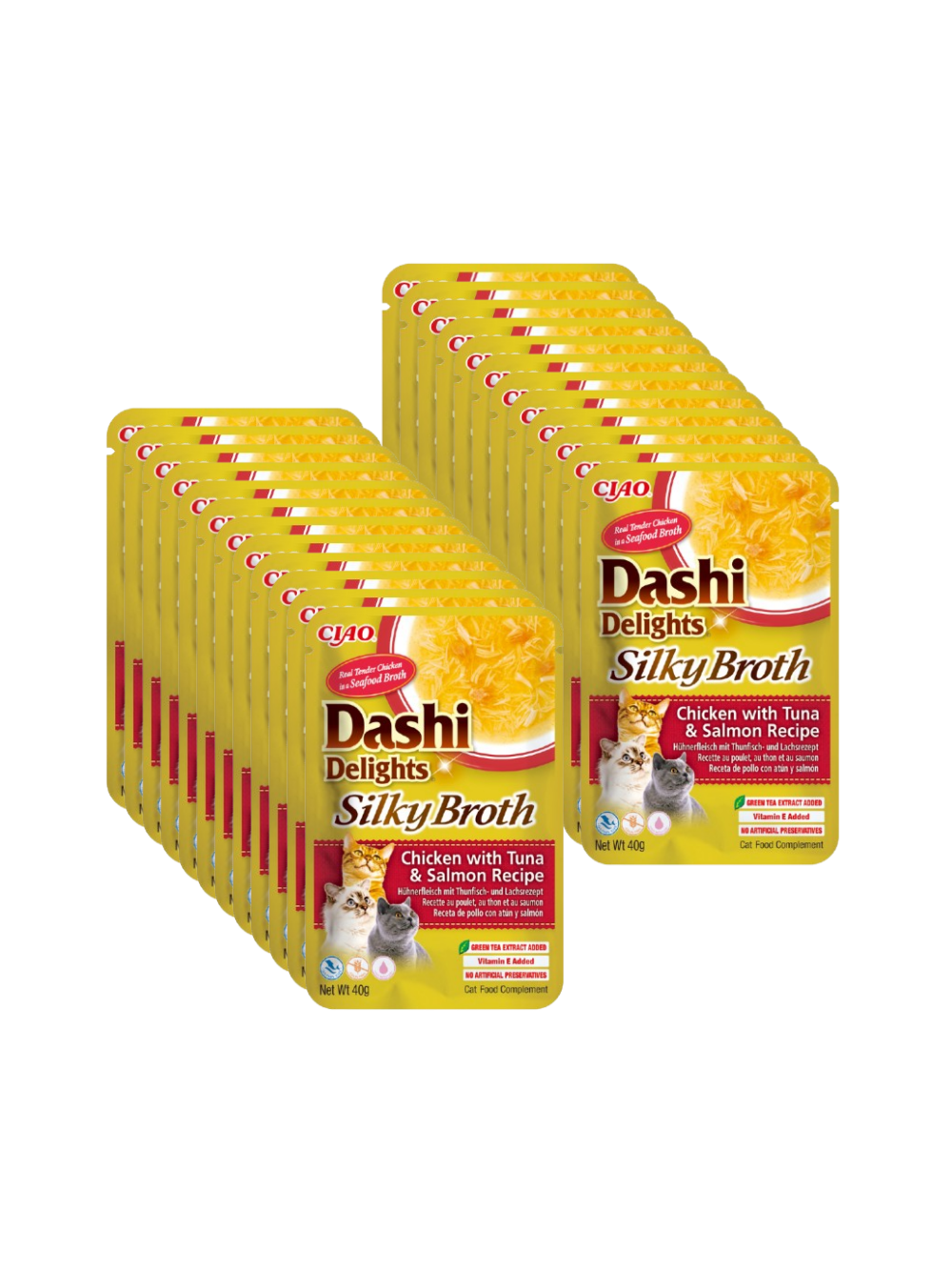 INABA Dashi Delights Silky Broth Chicken with Tuna & Salmon Recipe 24x40g