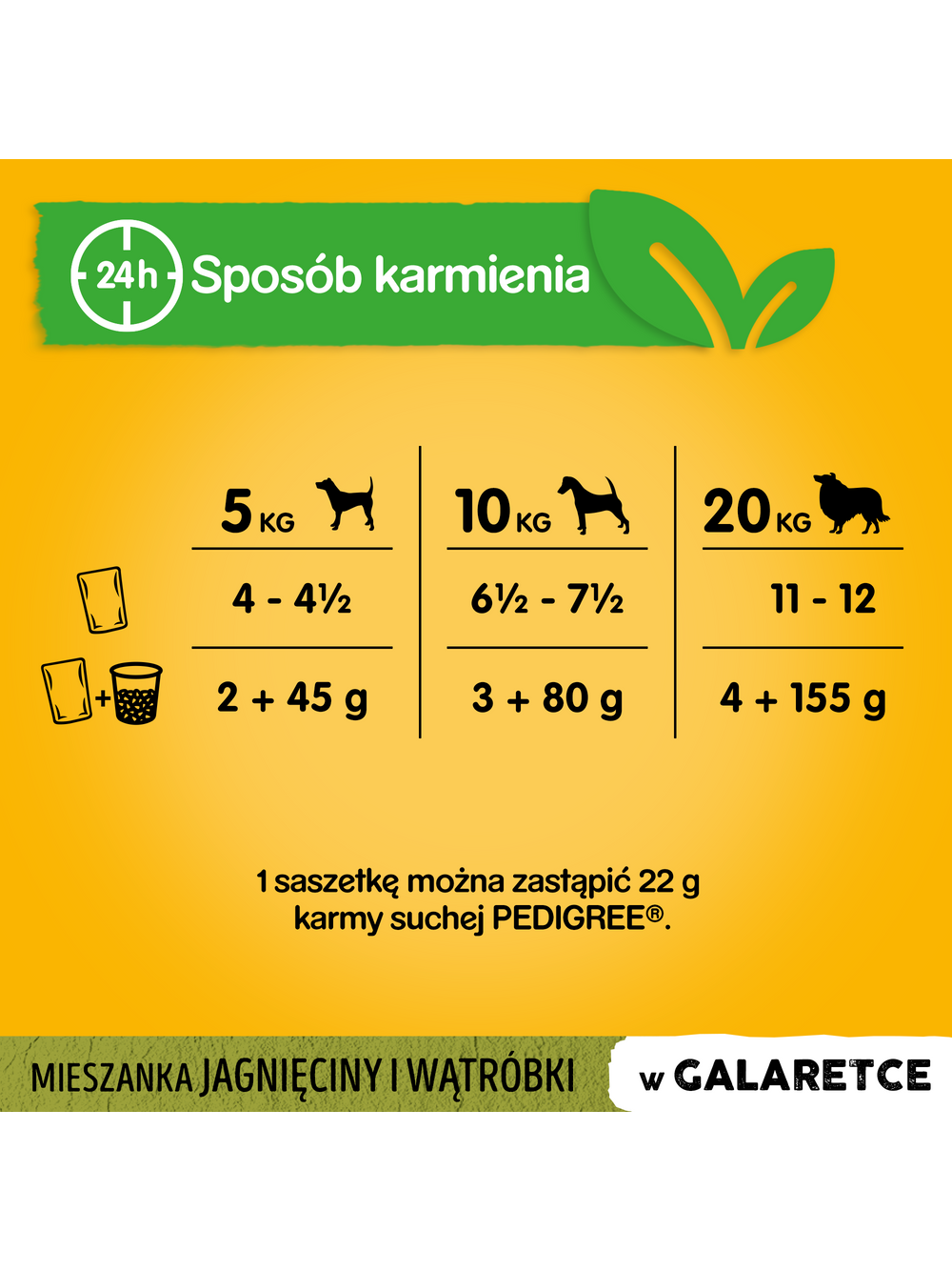 PEDIGREE Adult saszetka 100 g - mokra karma pełnoporcjowa, kawałki bogate w mieszankę jagnięciny i wątróbki w galaretce dla dorosłych psów