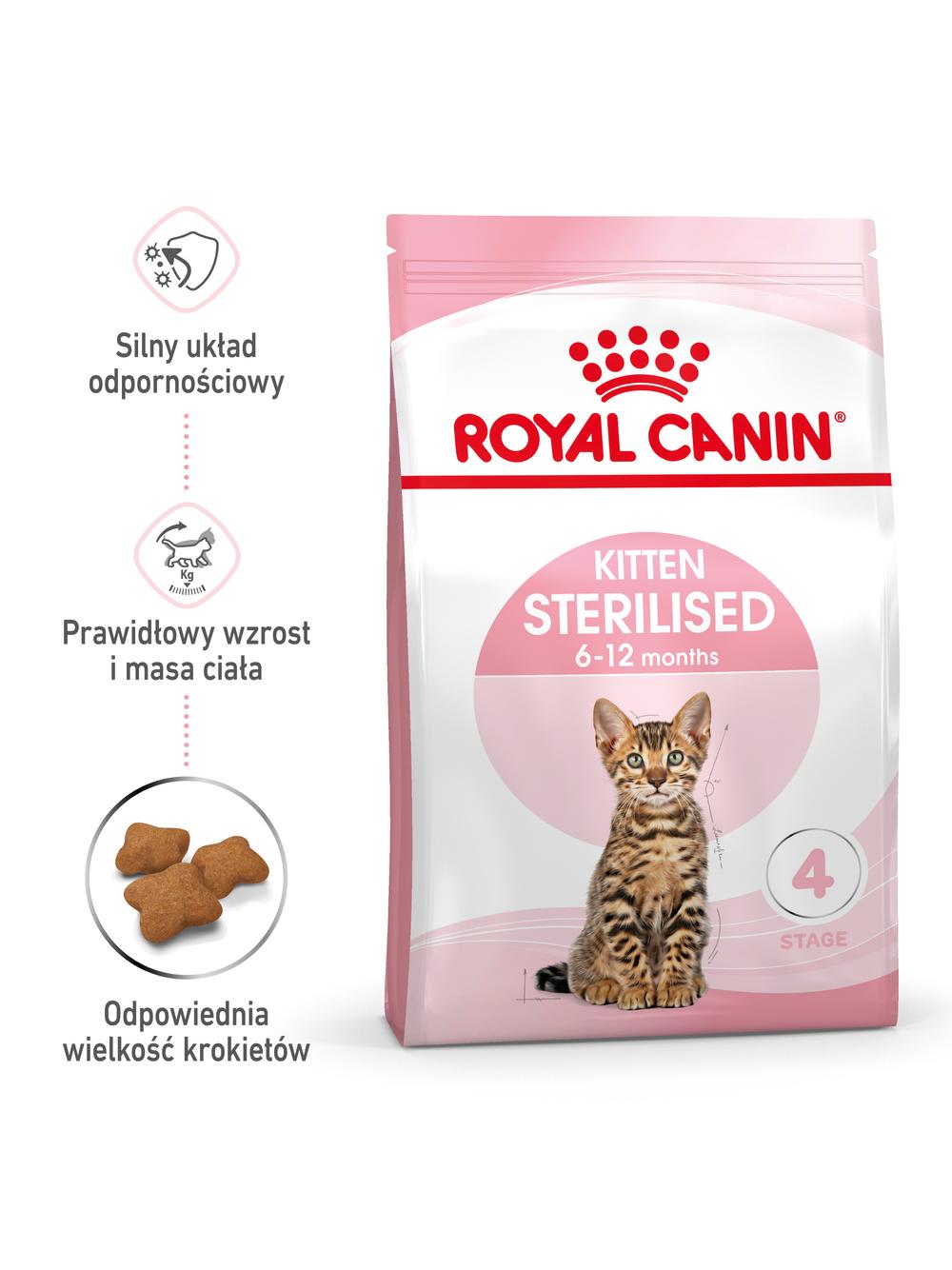 ROYAL CANIN  Kitten Sterilised 2kg karma sucha dla kociąt od 6 do 12 miesiąca życia, sterylizowanych