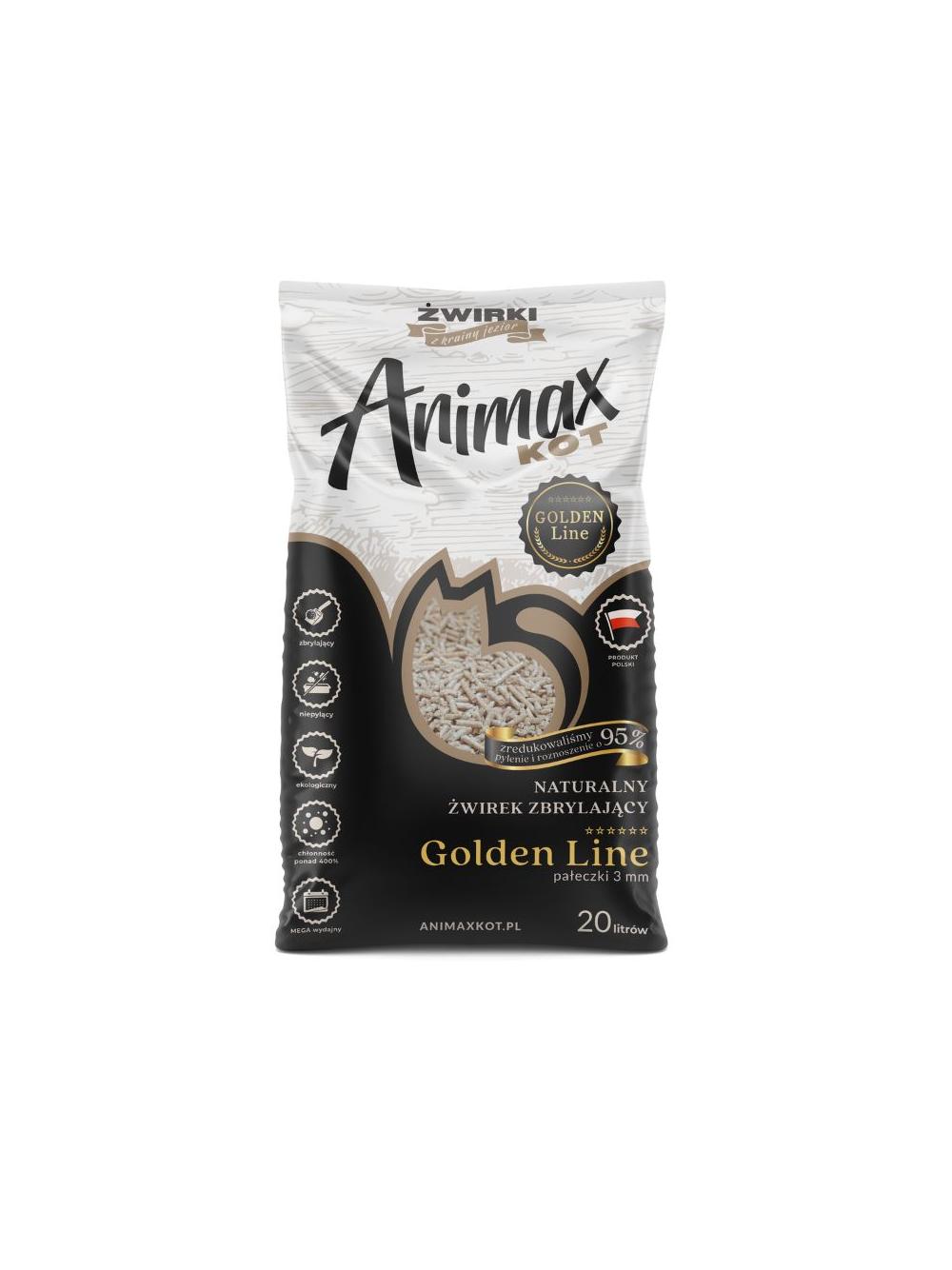 AnimaxKot Golden Line 3mm – Żwirek Zbrylający z Peletką 3mm 20l